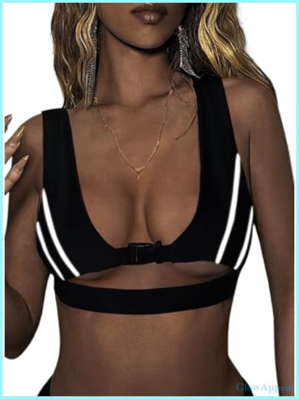 Ella Lust Reflective Underboob Crop Tank Top Rave Festival Clubwear